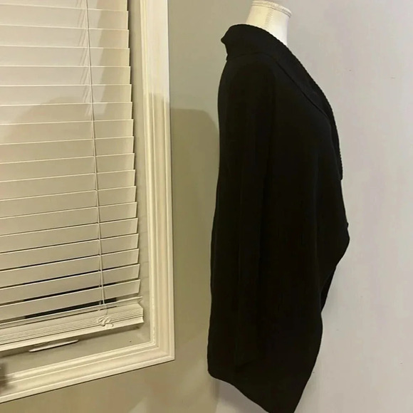 [S]Vintage Talula Babaton Linen/ Silk Blend Knit Black Open Shawl Cardigan-NWOT - Picture 7 of 9